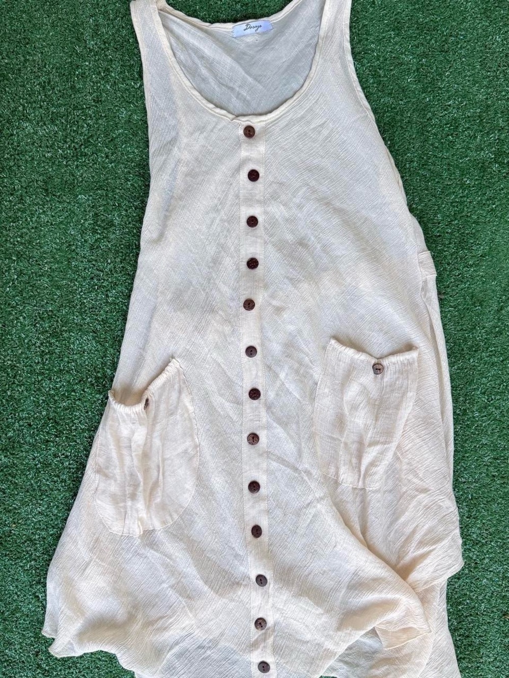 Dasayo Cream Button-Front Sleeveless Dress